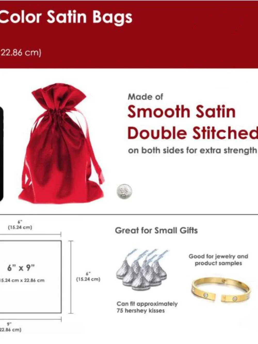 New in Bag-Set of 9 Large Wine-Colored Satin Drawstring Gift Bags (6.5